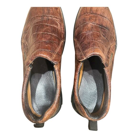 Roper Men's Brown Leather Slip On Casual Loafers Shoes Size 10 Alligator Print - Picture 4 of 8